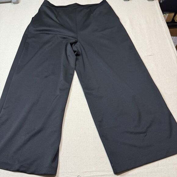H&M Womens XL Black Linen-Like Wide Leg Pants With Pockets And Stretch Waistband - Picture 2 of 6
